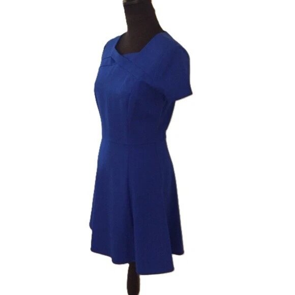 Halston Heritage Cobalt Blue Ponte Fit &Flare Skater Dress Sz-8 NWT Retail $375 - Picture 4 of 8